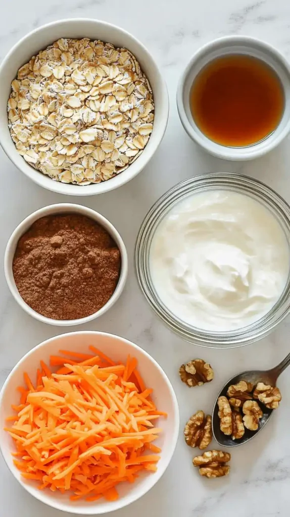 carrot cake overnight oats ingredients layout