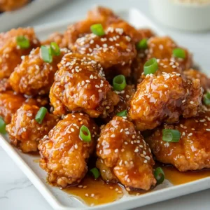 Chicken crispy honey served hot with golden glaze